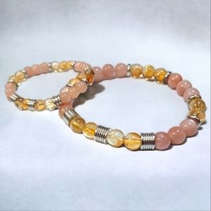 Mini & Me Set | Sunstone + Citrine | Healing Crystal Matching Bracelets